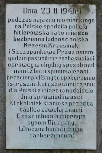 Tablica upamiętniająca akcję krzesińską, fot. Nikodem Biegowski