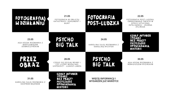 Zrzut ekranu strony strony internetowej Miesiąca Fotografii w Krakowie – katalog wydarzeń festiwalowych online.