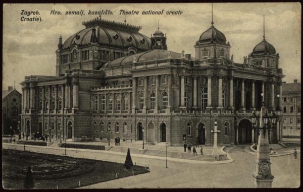Teatr Narodowy w Zagrzebiu, pocztówka z około 1900 roku, Gradski muzej Zagreb