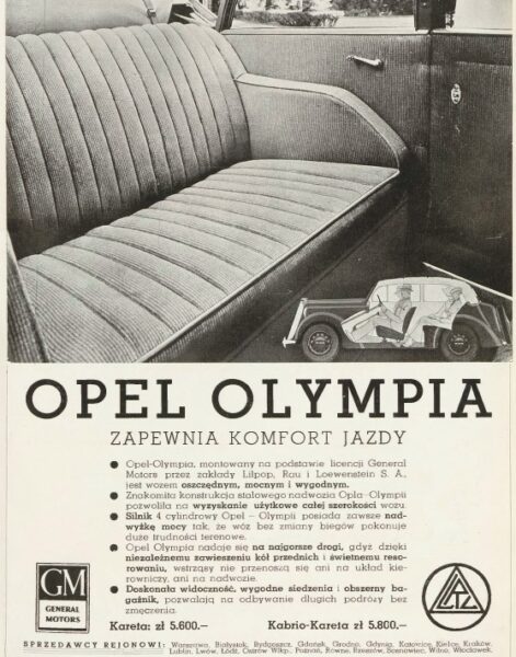 reklama Opla, lipiec 1937, fot. ze zbiorów NAC