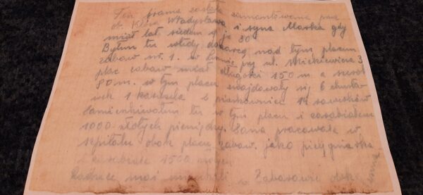 Kopia odnalezionego listu, fot. M. Gołembka