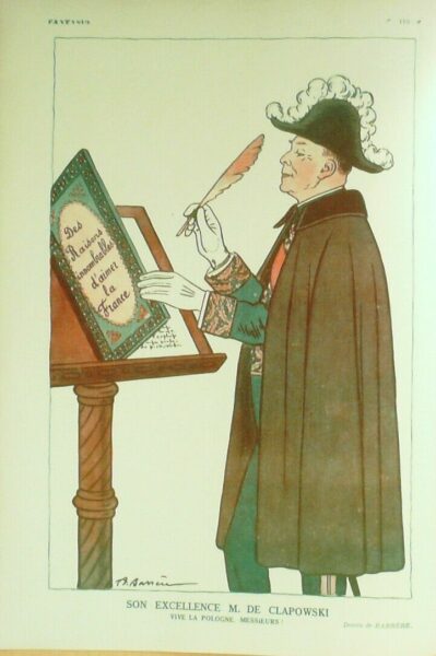 Karykatura Alfreda Chłapowskiego zamieszczona w czasopiśmie ''Fantasio'' z października 1930 r.