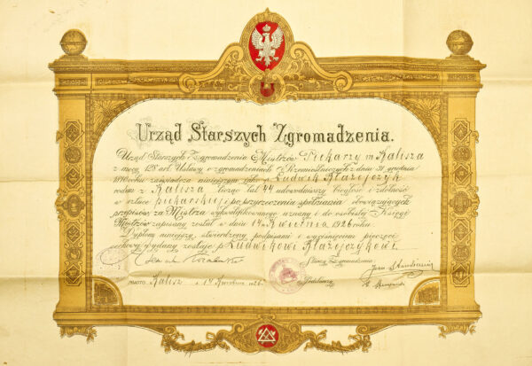 Dyplom nadania tytułu mistrza Ludwikowi Błażejczakowi, fot. zbiory rodzinne Błażejczaków