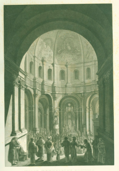 Widok wewnętrzny kościoła - Xięży Filipinów w Gostyniu, Edward Raczyński, 1842, fot. Wielkopolska Biblioteka Cyfrowa