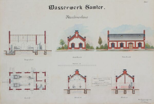 Projekt budynku maszynowni wykonany przez firmę H. Scheven, 1906, fot. ze zbiorów Muzeum Zamek Górków
