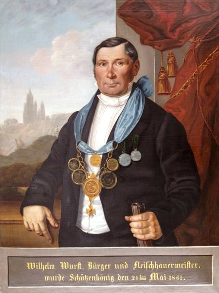Portret króla kurkowego i mistrza rzeźnickiego Wilhelma Wursta, domena publiczna