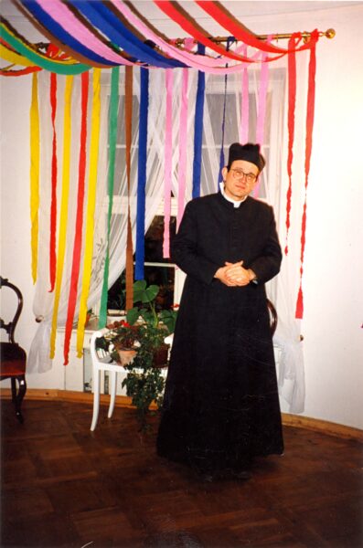 Aktor na planie Śpiewanek rodzinnych 1994, archiwum Jerzego Moszkowicza