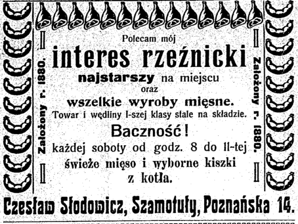 Ogłoszenie z Gazety Szamotulskiej, 1924 rok